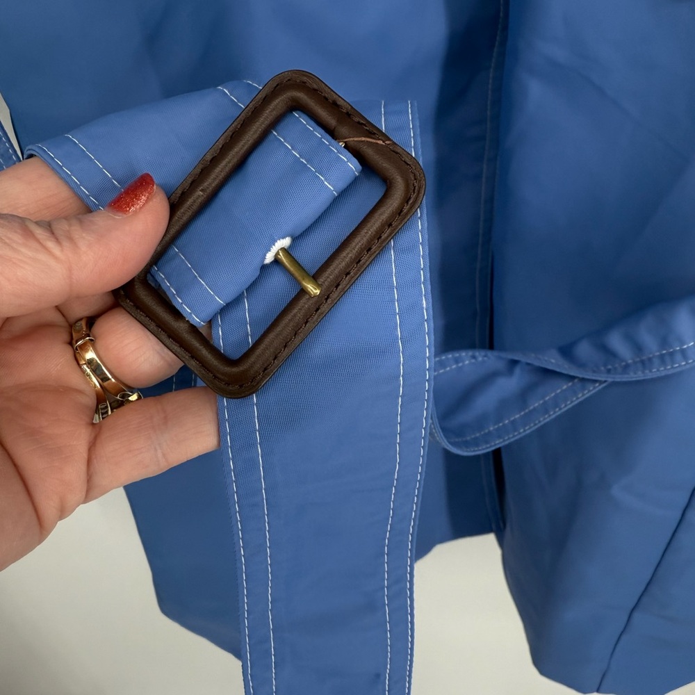 J Crew Belted Women’s Trench Coat French (WEDGEWOOD) Blue Mid Length CD420 $298 - Picture 11 of 15